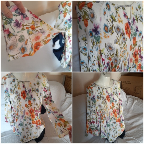 Charlie B New Beautiful Flowy Flower Blouse Tunic - Picture 13 of 16